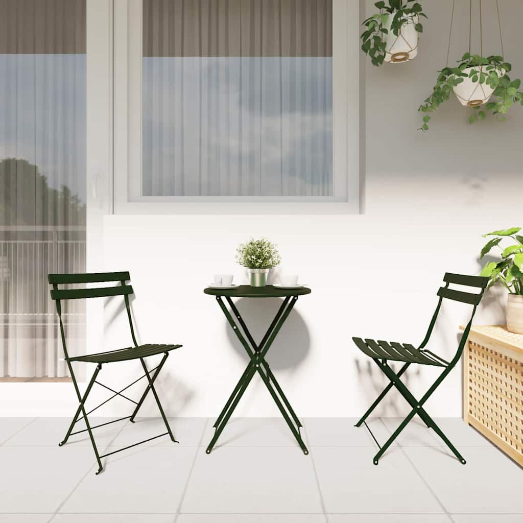 vidaXL Gartenklappstuhl 2 pcs Grün 42 x 46 x 82cm Metall