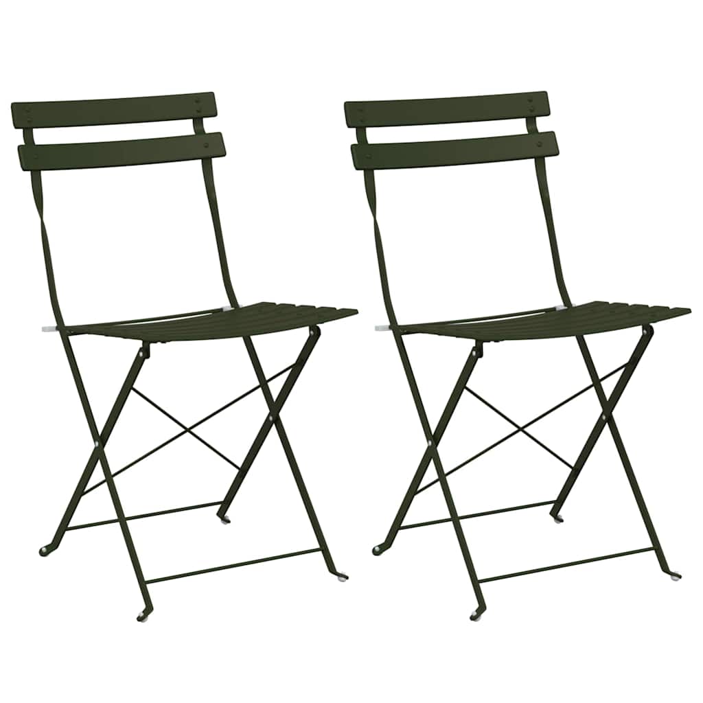 vidaXL Gartenklappstuhl 2 pcs Grün 42 x 46 x 82cm Metall