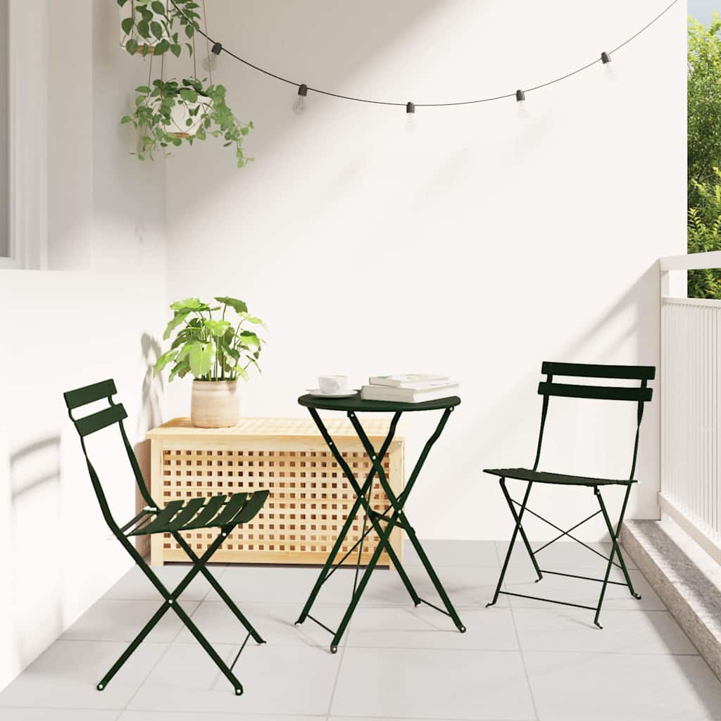 vidaXL Klapp Bistro Set 3 pcs Wald Stahl