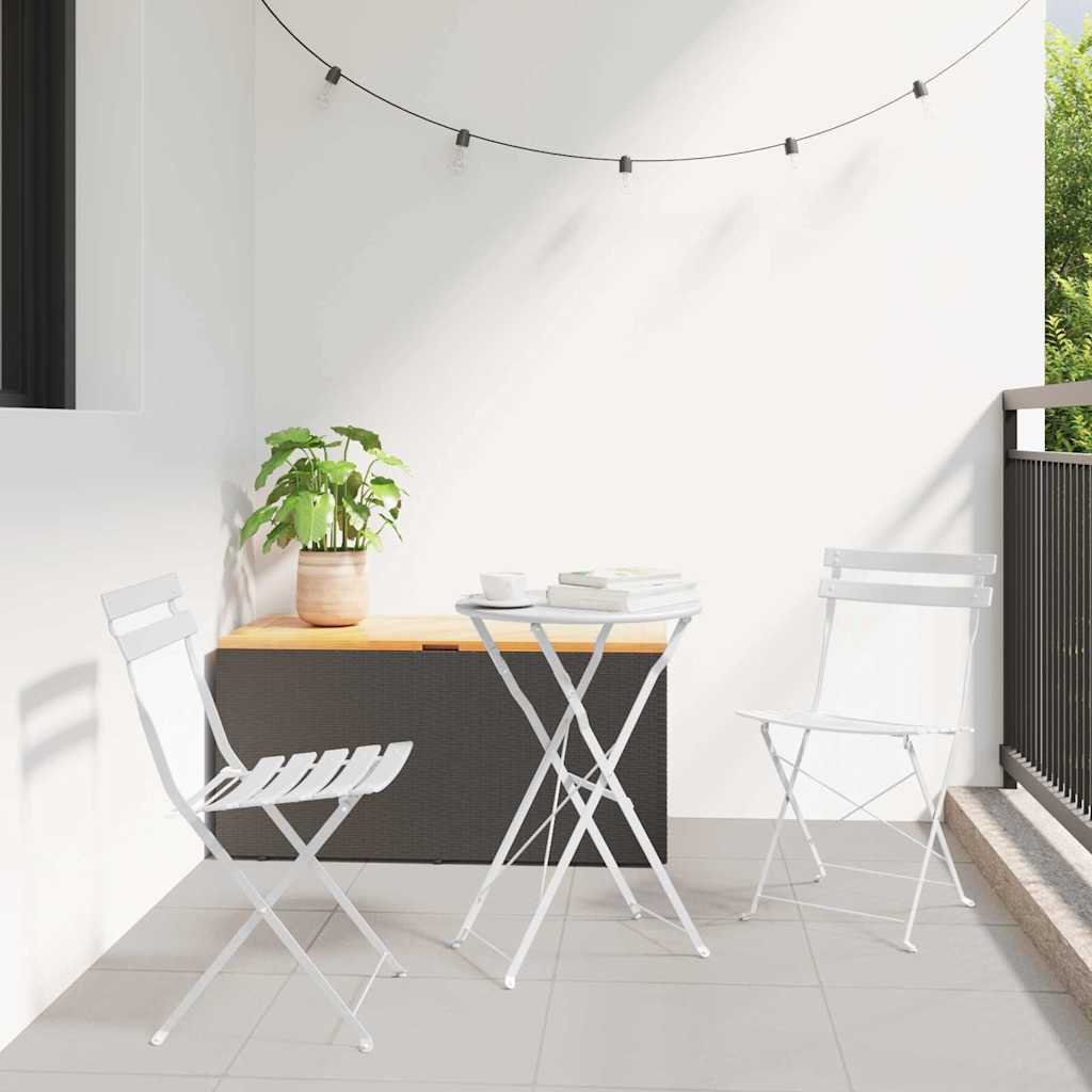 vidaXL Klapp Bistro Set 3 pcs Weiß Stahl