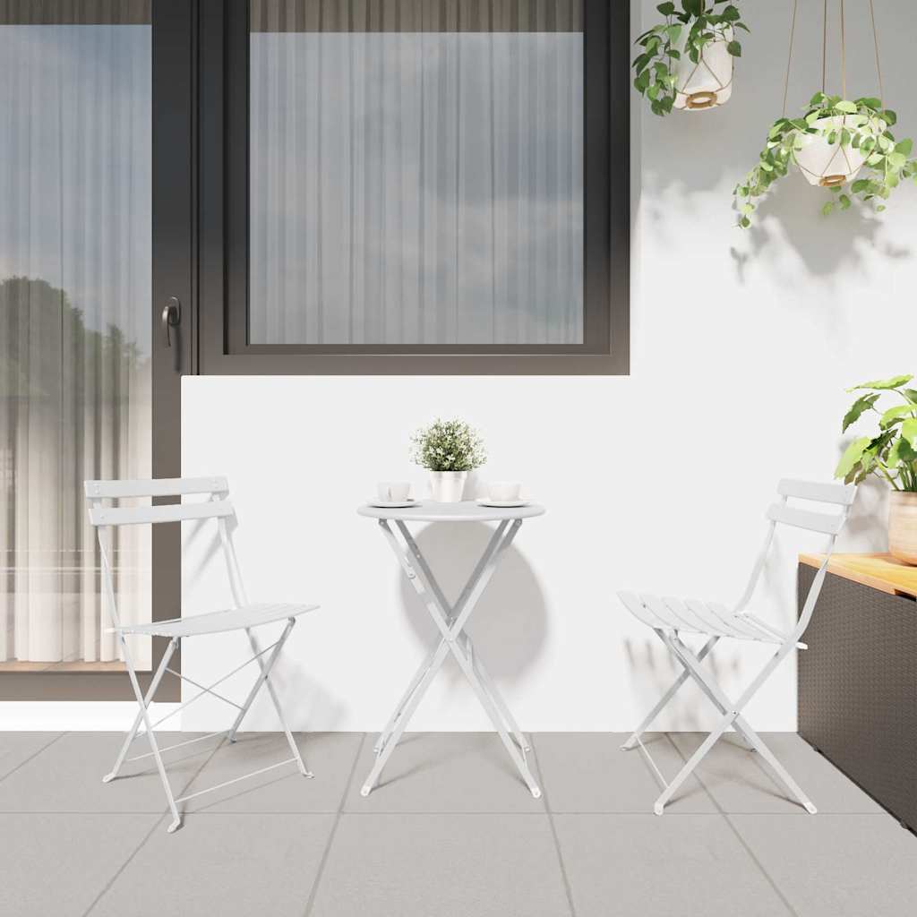 vidaXL Klapp Bistro Set 3 pcs Weiß Stahl
