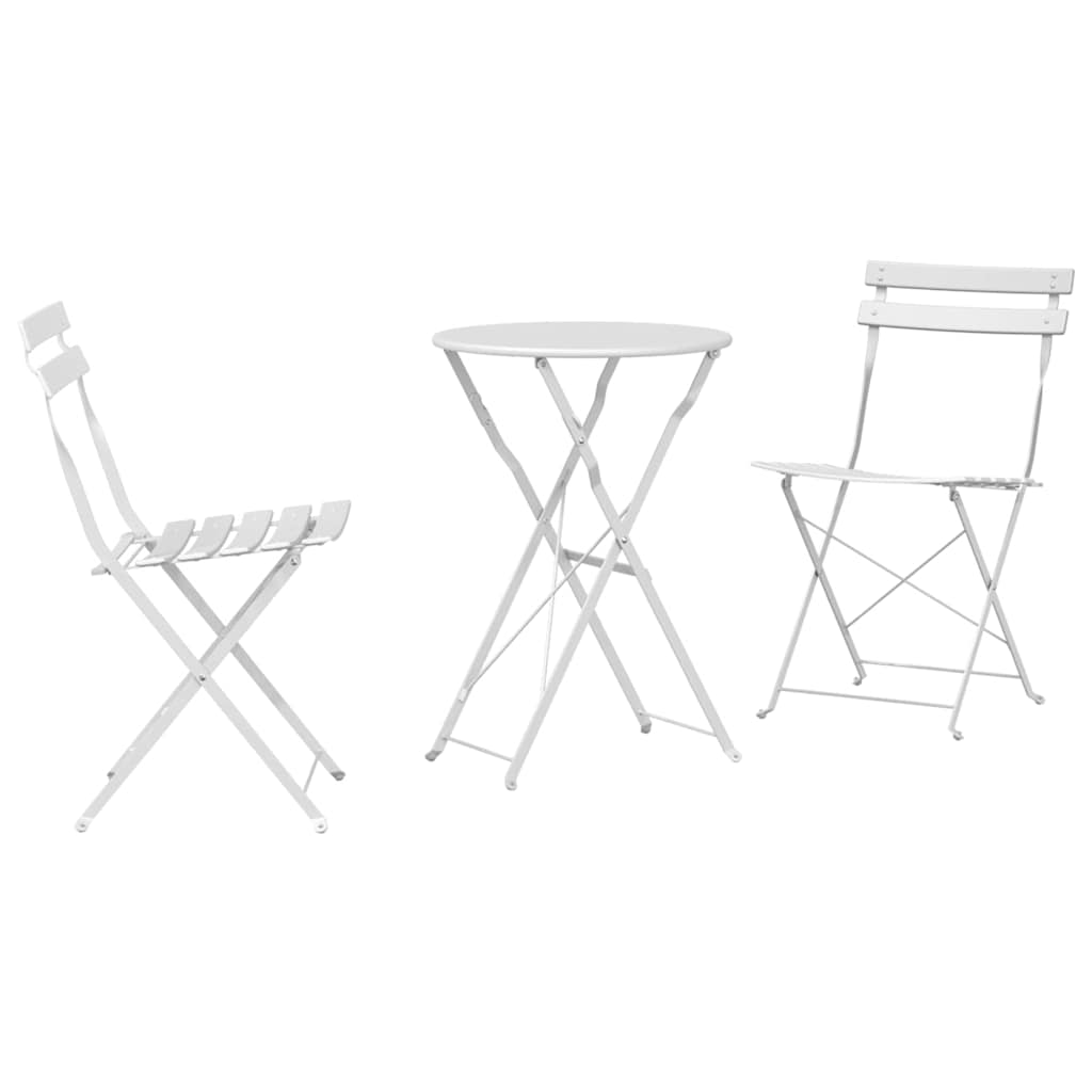vidaXL Klapp Bistro Set 3 pcs Weiß Stahl