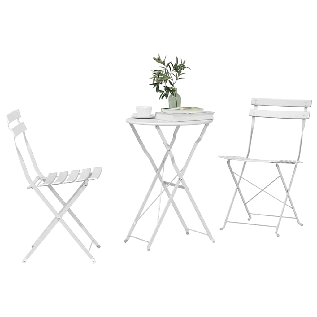 vidaXL Klapp Bistro Set 3 pcs Weiß Stahl