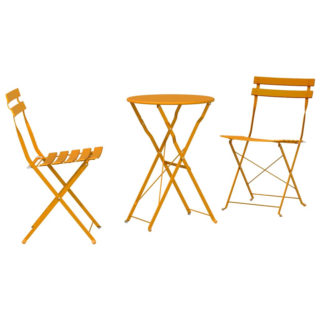 vidaXL Klapp Bistro Set 3 pcs Senf Stahl
