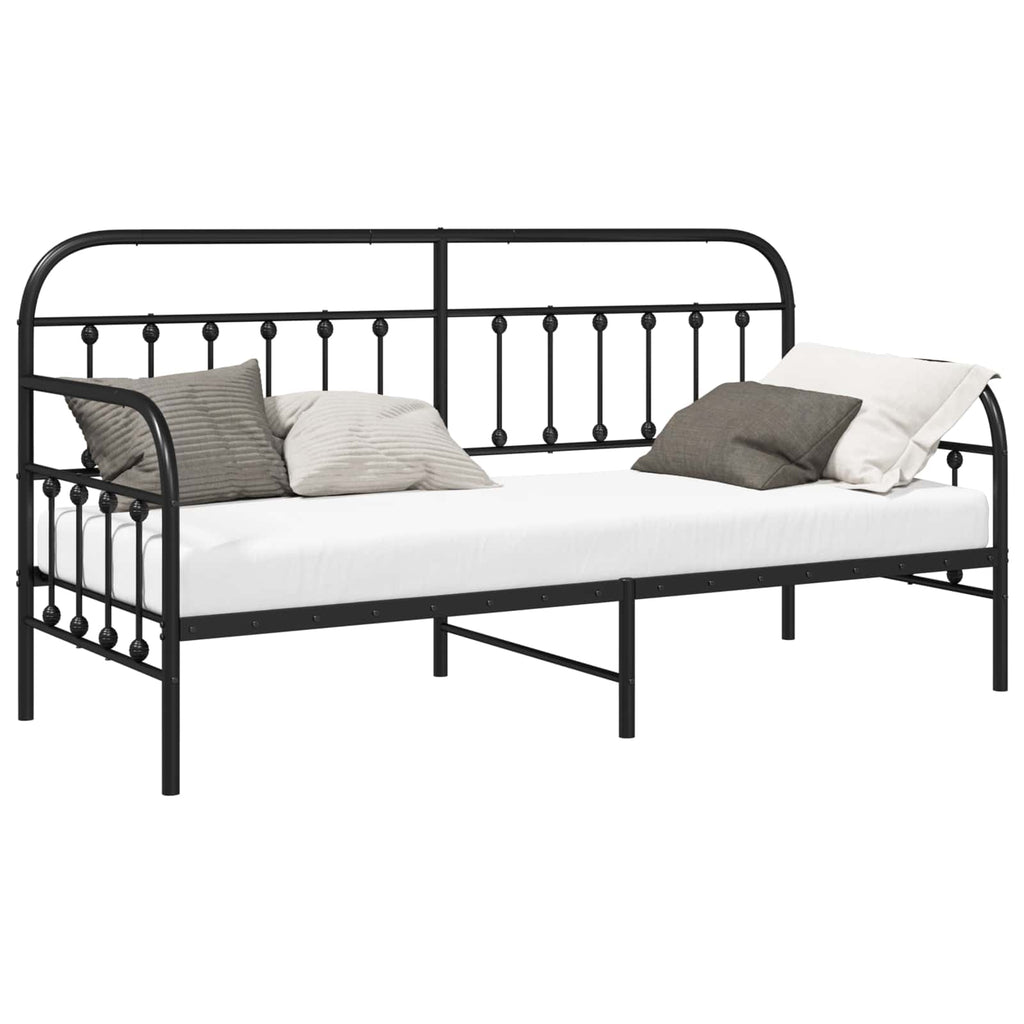 vidaXL Tagesbettrahmen Schwarz 75 x 190 cm Pulverbeschichteter Stahl