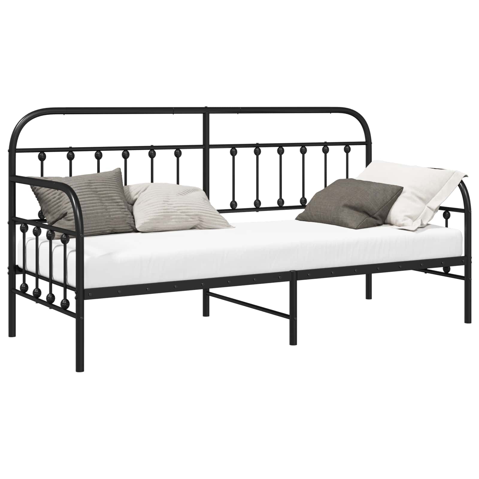 vidaXL Tagesbettrahmen Schwarz 75 x 190 cm Pulverbeschichteter Stahl