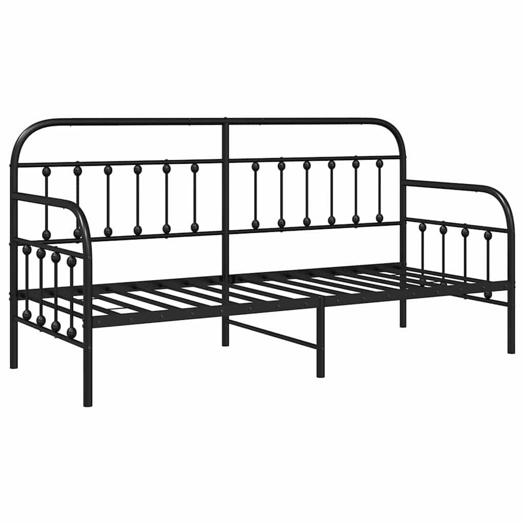 vidaXL Tagesbettrahmen Schwarz 75 x 190 cm Pulverbeschichteter Stahl