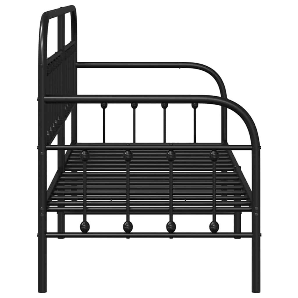 vidaXL Tagesbettrahmen Schwarz 75 x 190 cm Pulverbeschichteter Stahl