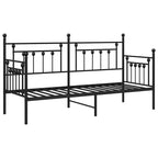 vidaXL Tagesbettrahmen mit Kopfteil Schwarz 75 x 190 cm Stahl