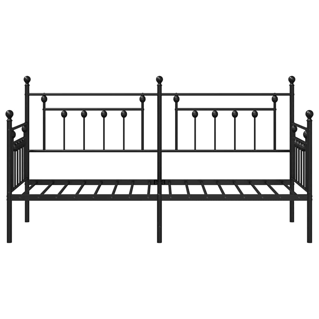 vidaXL Tagesbettrahmen mit Kopfteil Schwarz 75 x 190 cm Stahl