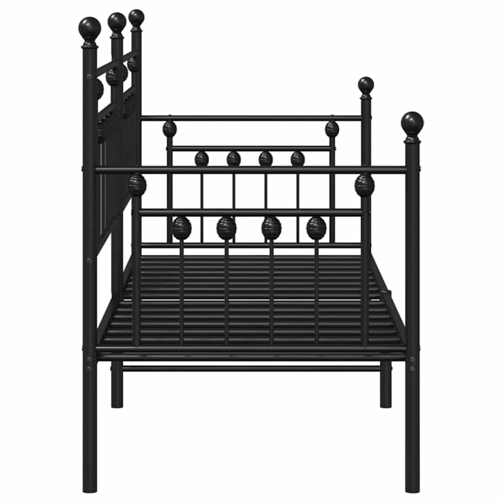 vidaXL Tagesbettrahmen mit Kopfteil Schwarz 75 x 190 cm Stahl
