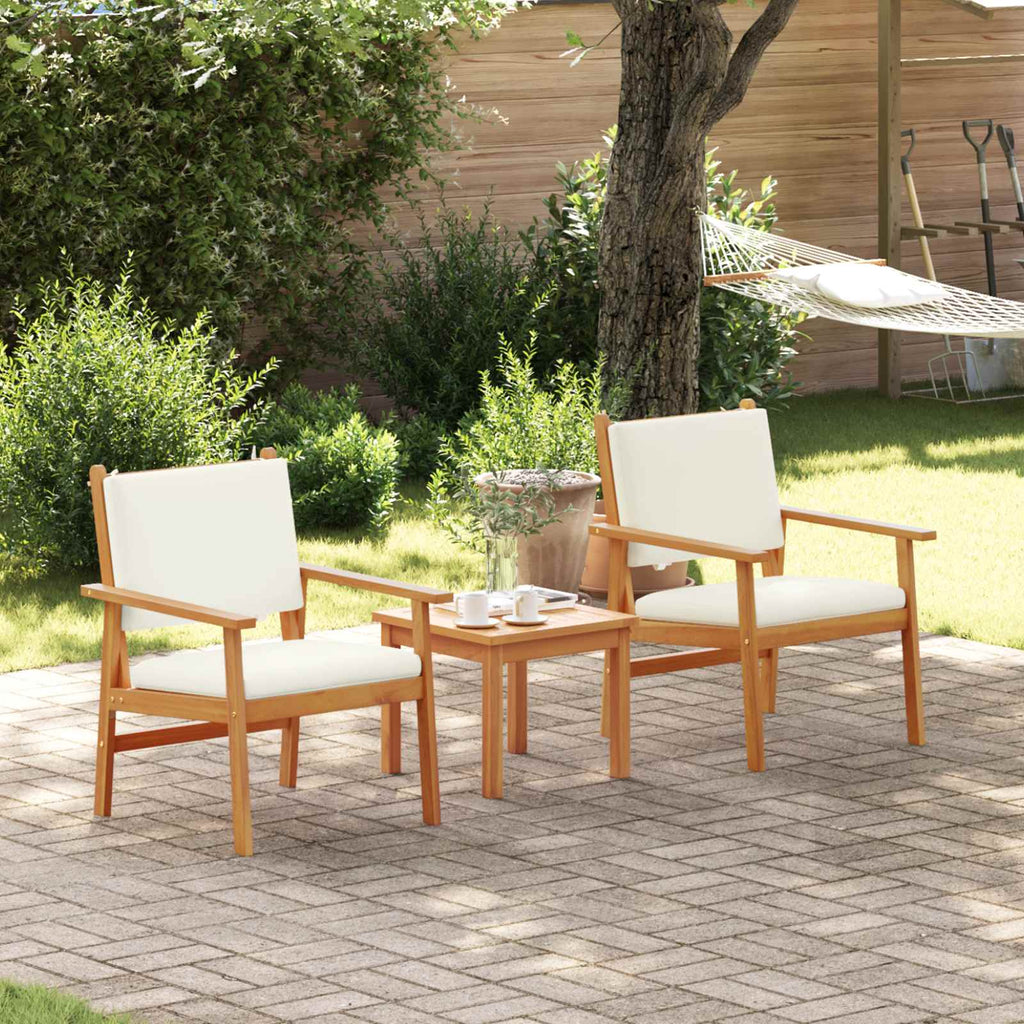 vidaXL Gartensofa-set 3 pcs Cremeweiß Massivholz Akazie