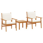 vidaXL Gartensofa-set 3 pcs Cremeweiß Massivholz Akazie
