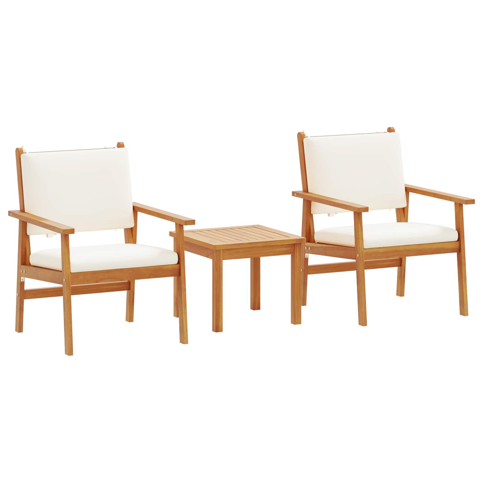 vidaXL Gartensofa-set 3 pcs Cremeweiß Massivholz Akazie
