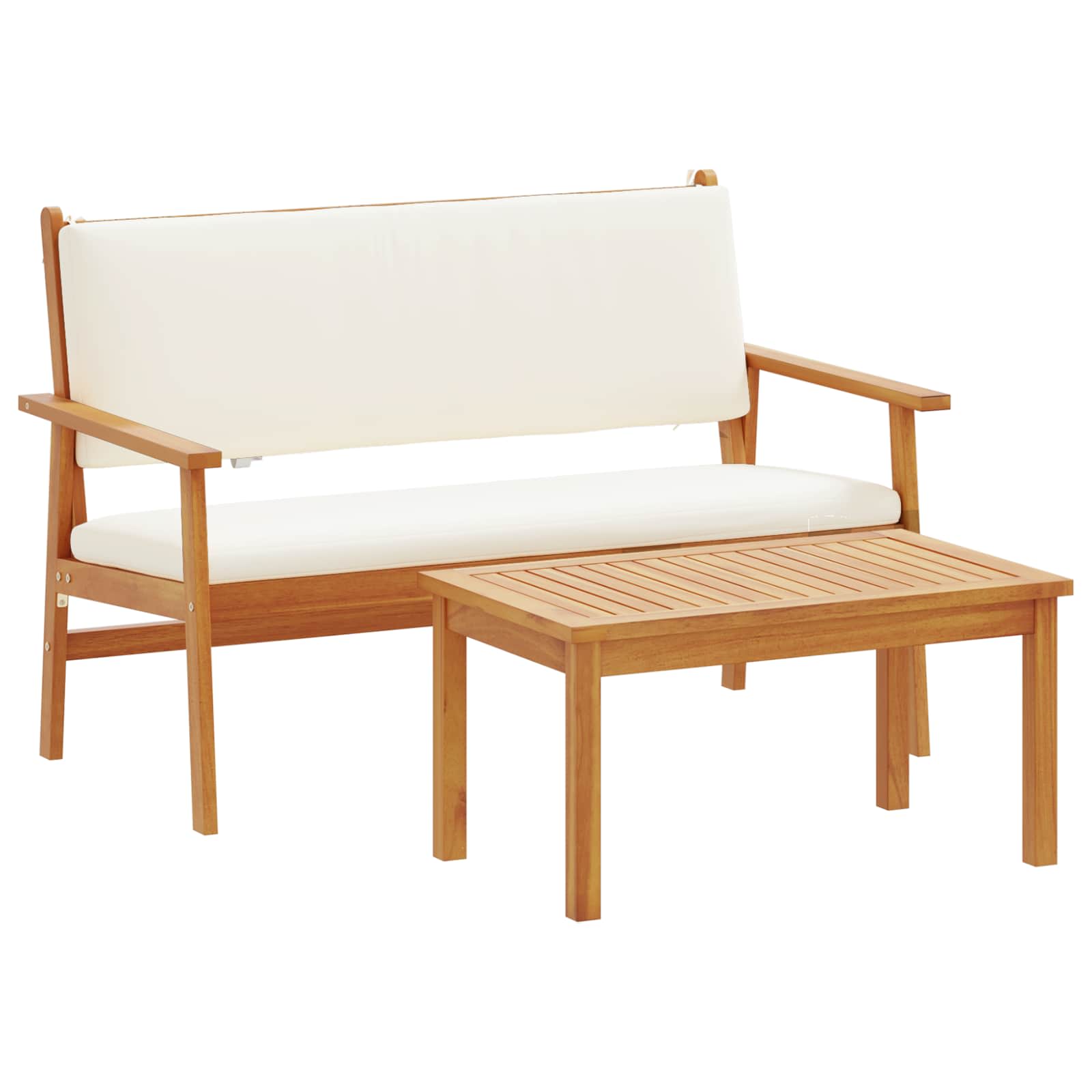 vidaXL Gartensofa-set mit Kissen 2 pcs Cremeweiß Massivholz Akazie
