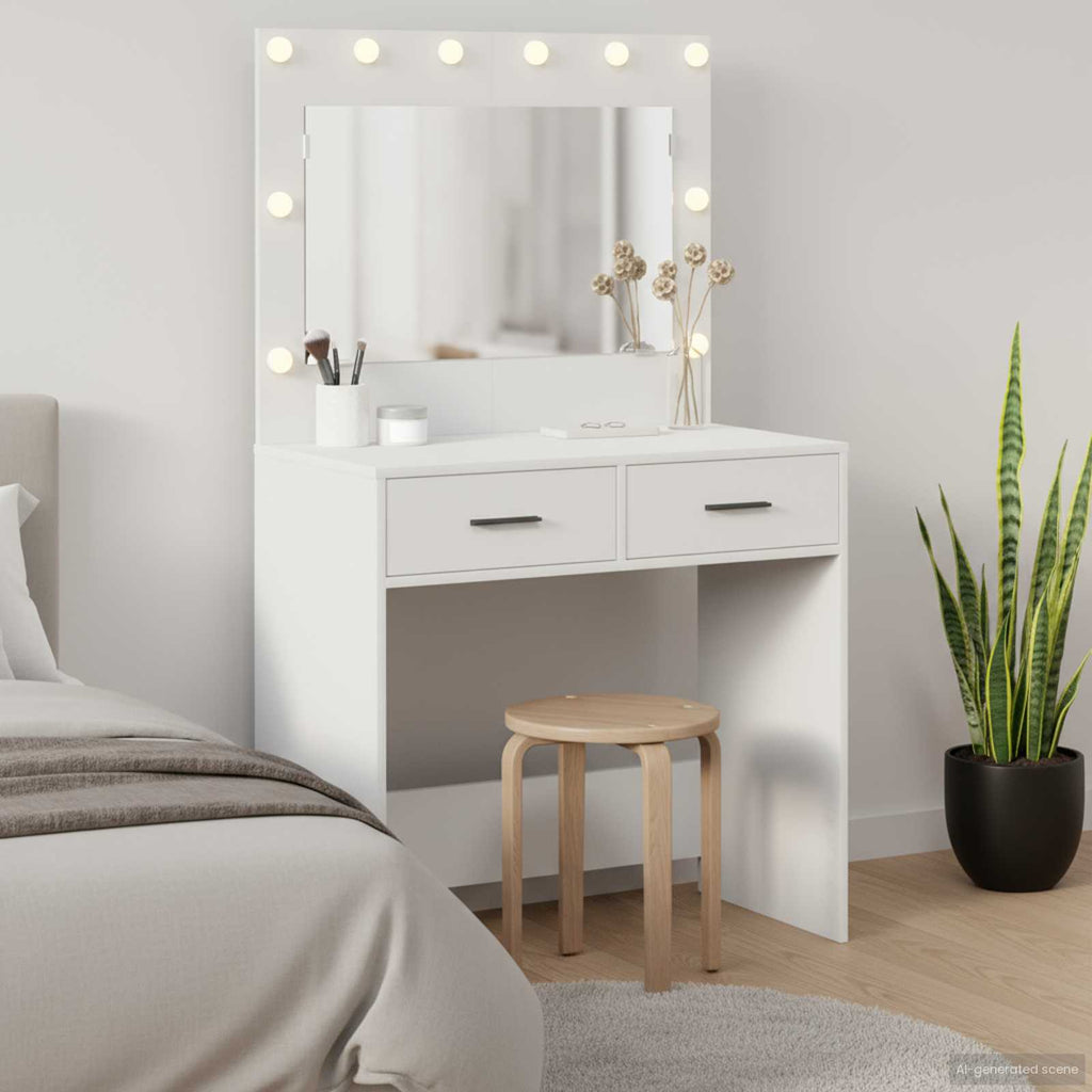 vidaXL Schminktisch mit Speicher Weiß 78,5 x 41 x 135 cm Holzwerkstoff