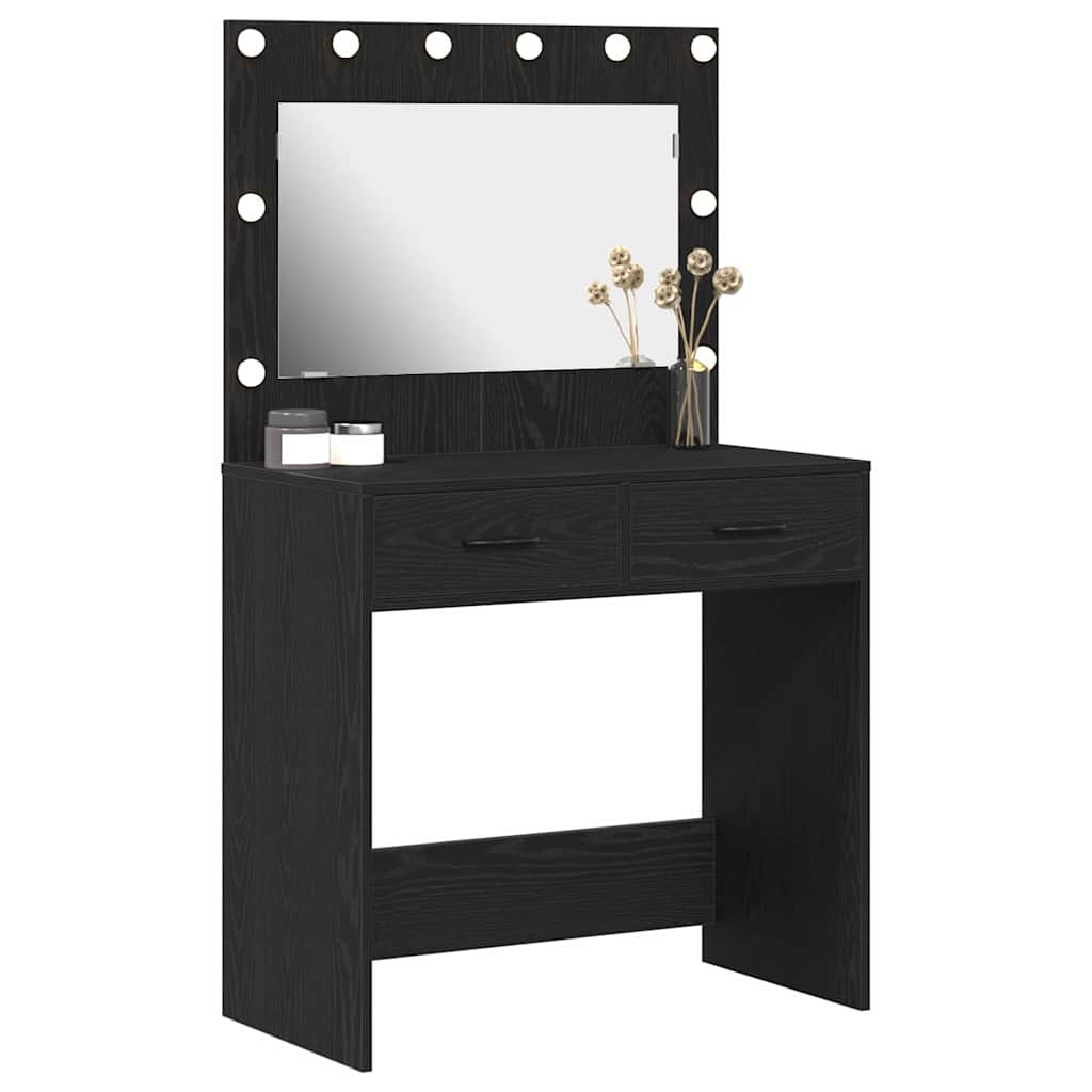 vidaXL Schminktisch Schwarz Eichen-Optik 78,5 x 41 x 135 cm