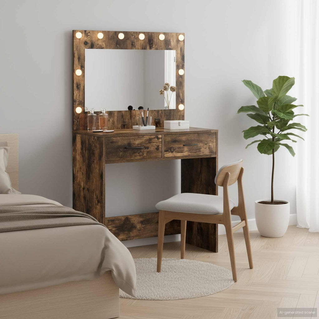 vidaXL Schminktisch Geräucherte Eiche 78,5 x 41 x 135 cm Holzwerkstoff