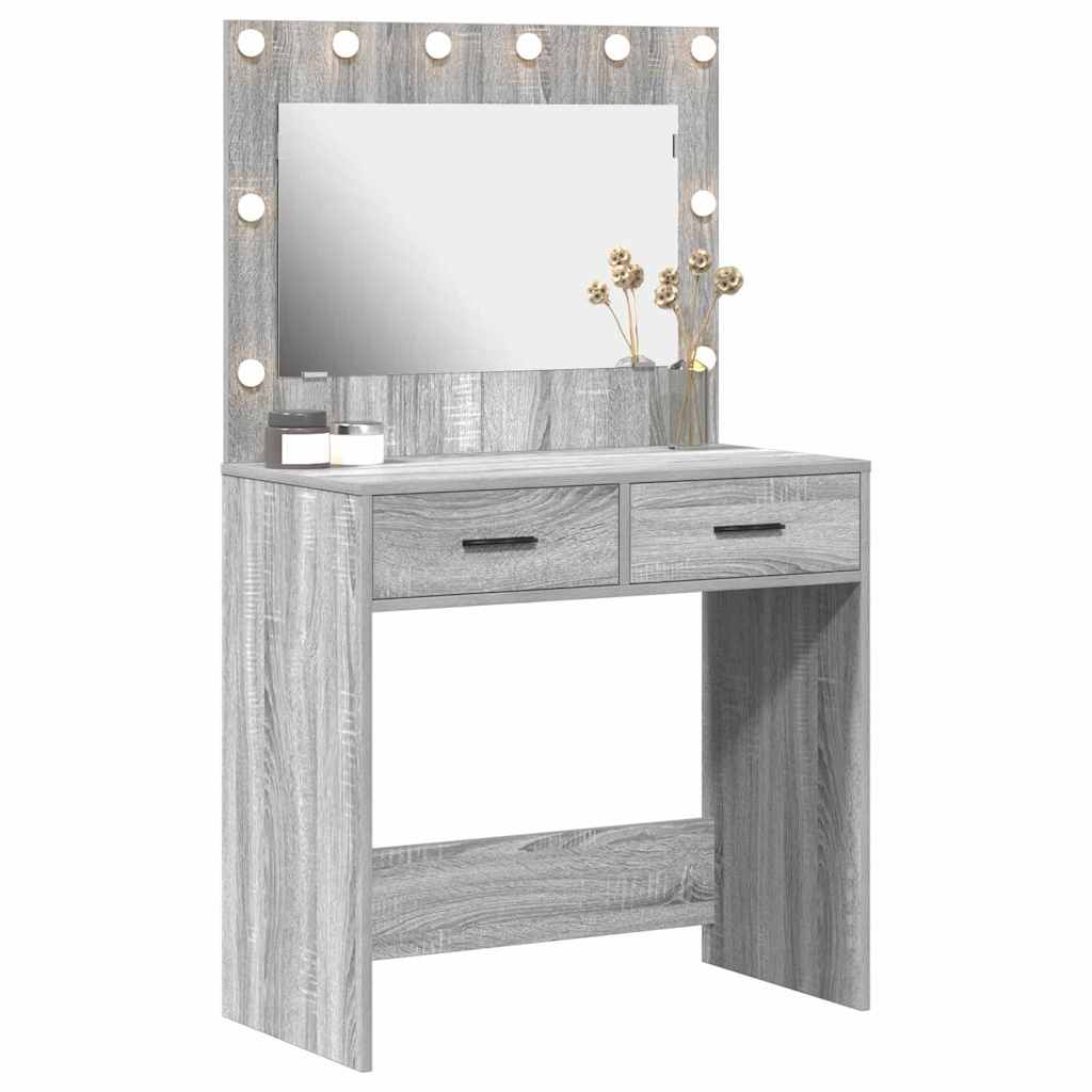 vidaXL Schminktisch Graues Sonoma 78,5 x 41 x 135 cm Holzwerkstoff