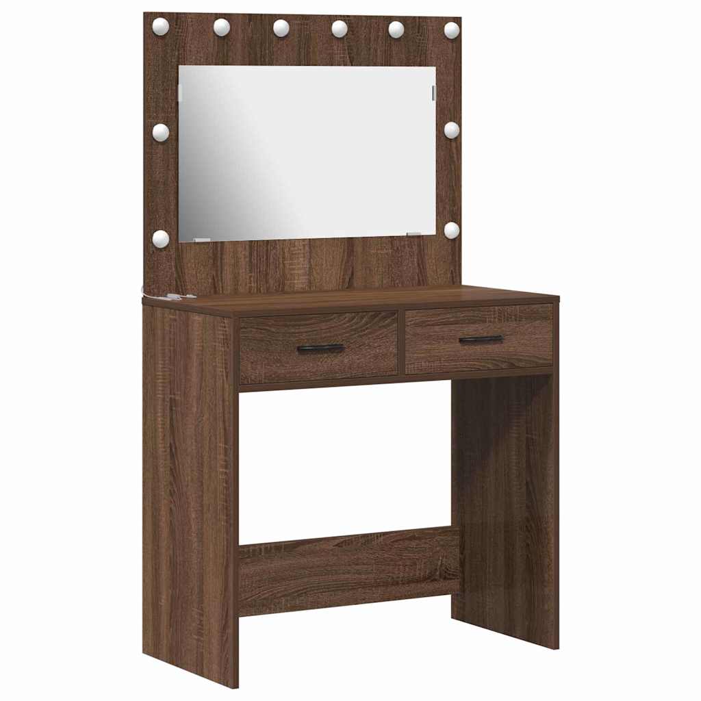 vidaXL Schminktisch mit Speicher Braun Eichen-Optik 78,5 x 41 x 135 cm