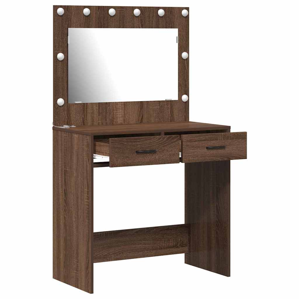 vidaXL Schminktisch mit Speicher Braun Eichen-Optik 78,5 x 41 x 135 cm