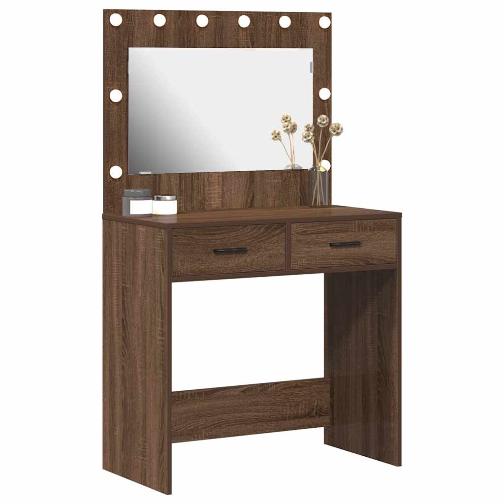 vidaXL Schminktisch mit Speicher Braun Eichen-Optik 78,5 x 41 x 135 cm