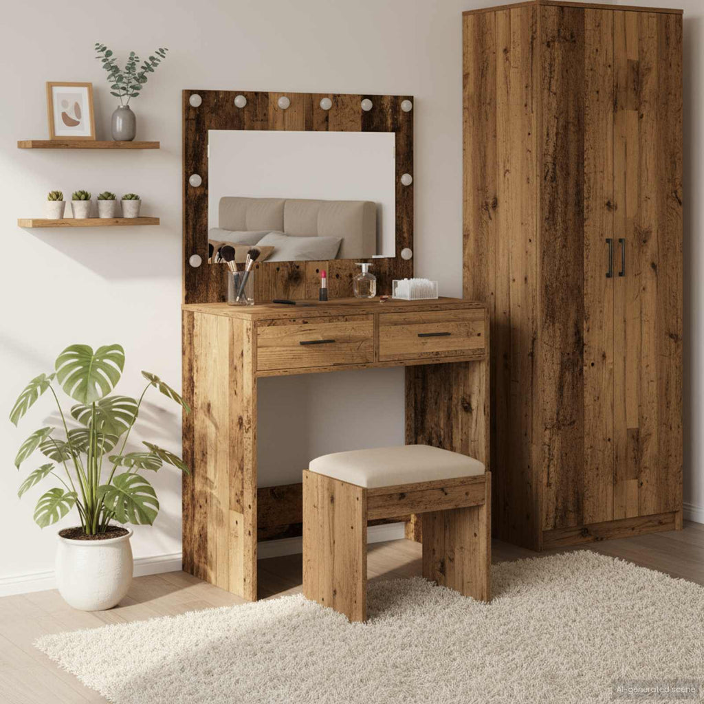 vidaXL Schminktisch Altholz 78,5 x 41 x 135 cm Holzwerkstoff