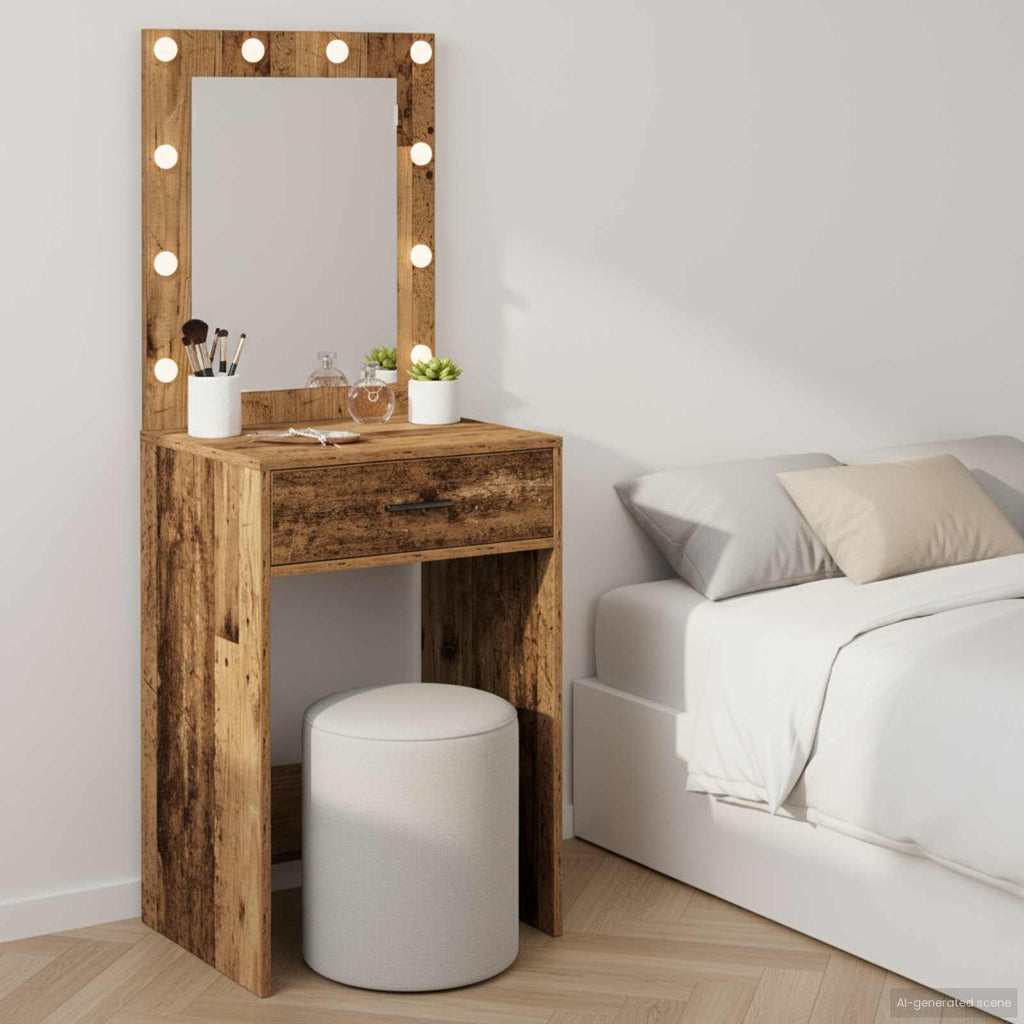 vidaXL Schminktisch mit Spiegel Altholz 50 x 41 x 135 cm Holzwerkstoff