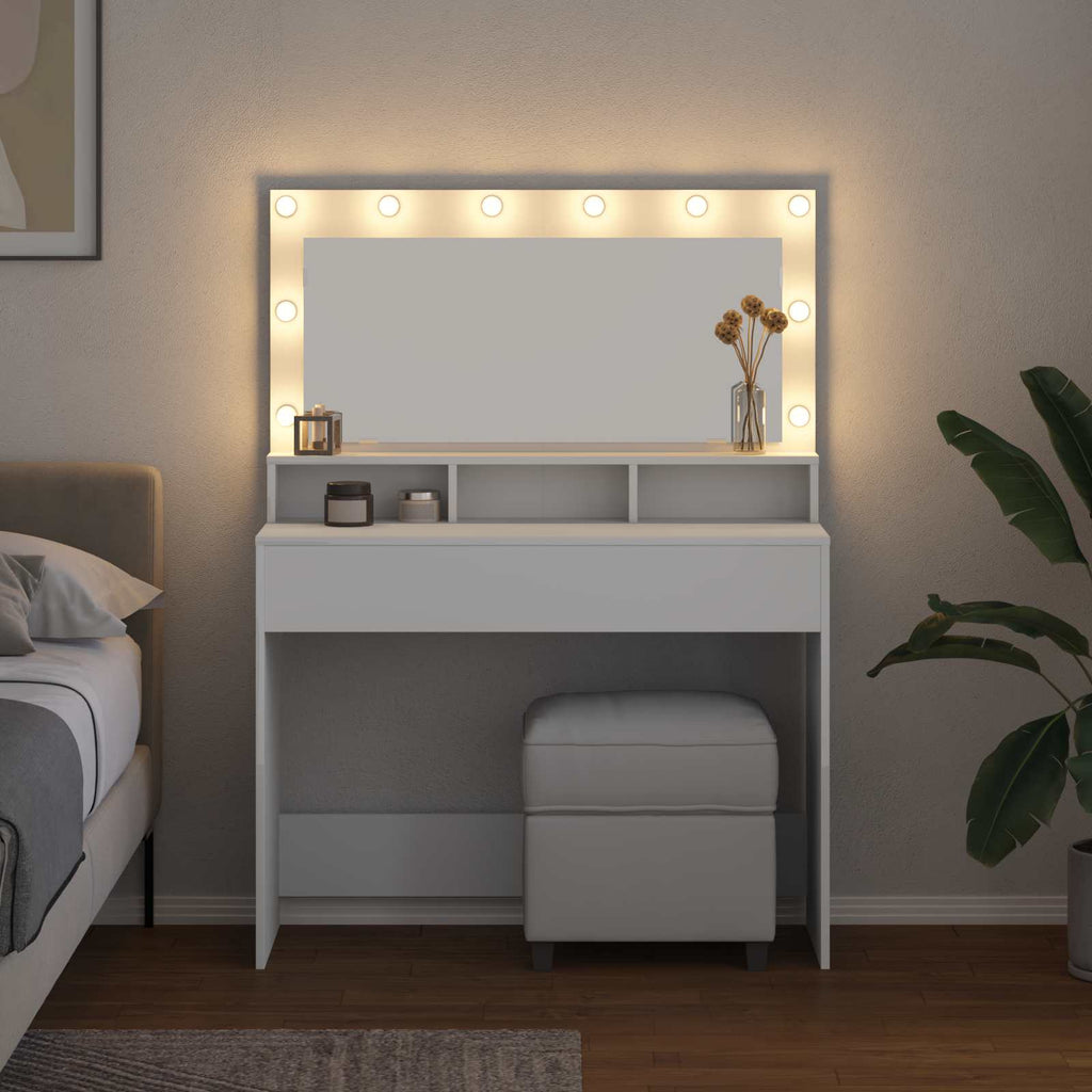 vidaXL Schminktisch mit Regal Weiß 100 x 41 x 135 cm Holzwerkstoff