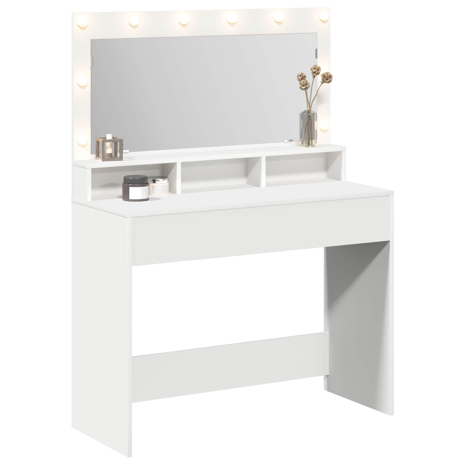 vidaXL Schminktisch mit Regal Weiß 100 x 41 x 135 cm Holzwerkstoff