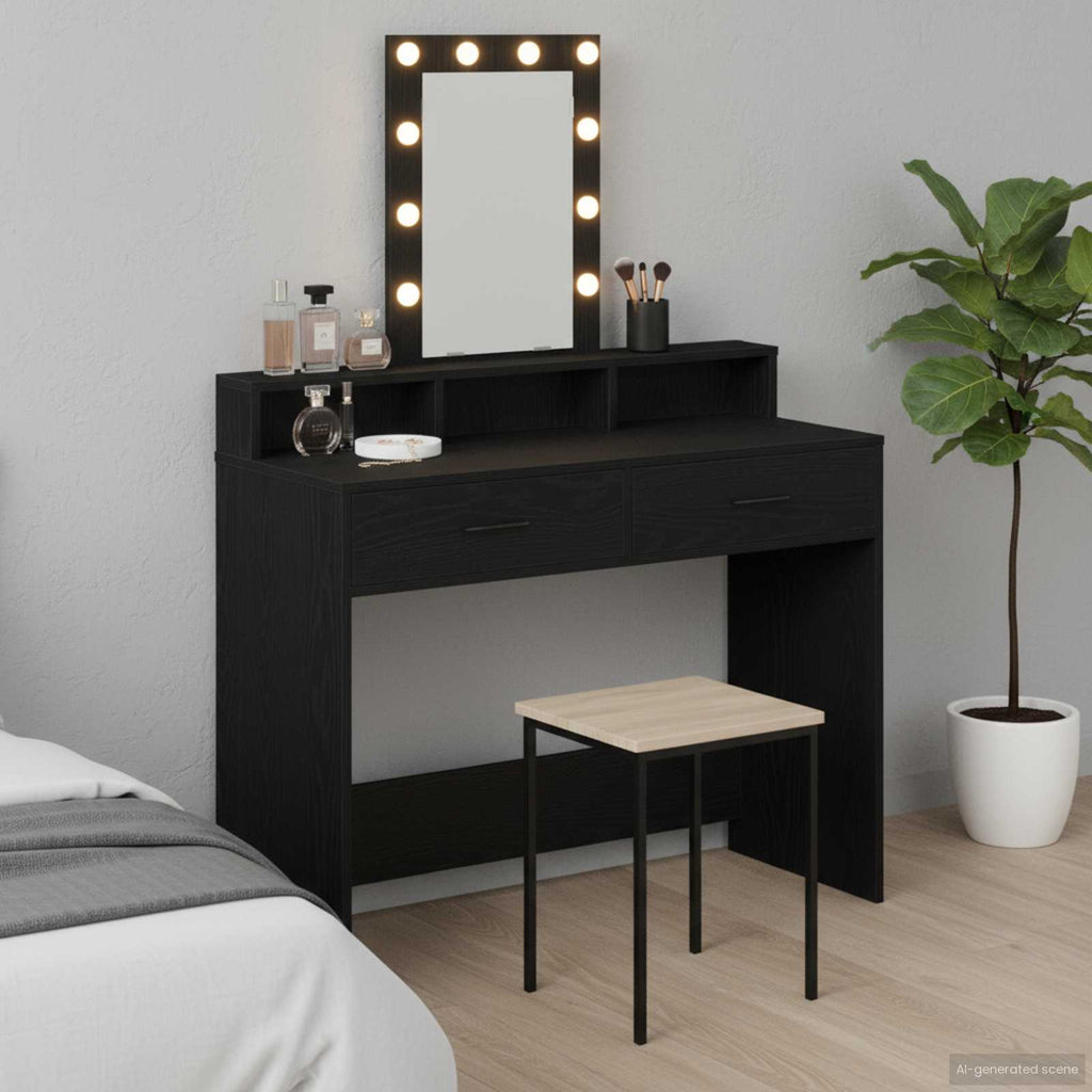 vidaXL Schminktisch Schwarz 100 x 41 x 140 cm Holzwerkstoff