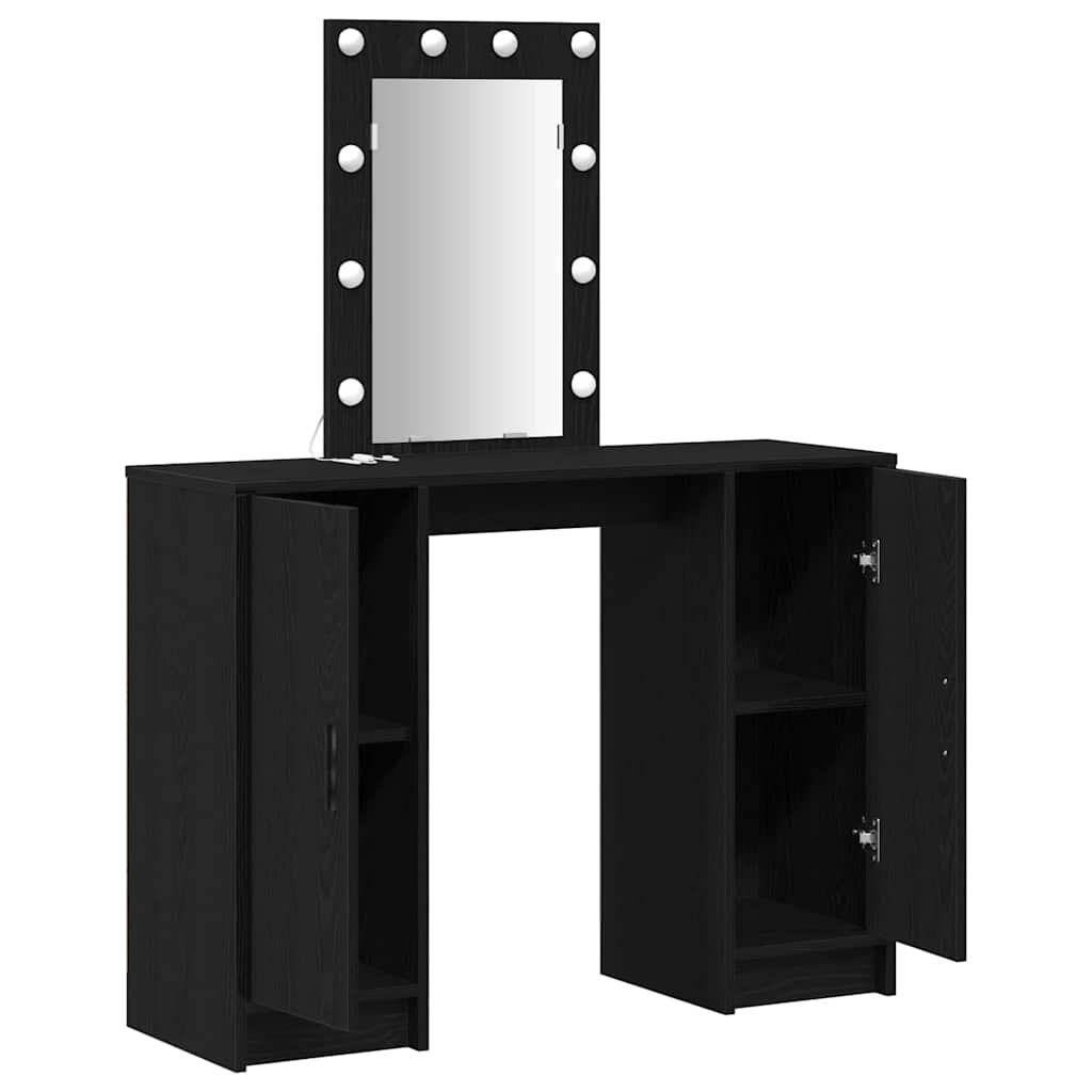 vidaXL Schminktisch mit Tür Schwarz 102 x 33 x 135 cm Holzwerkstoff