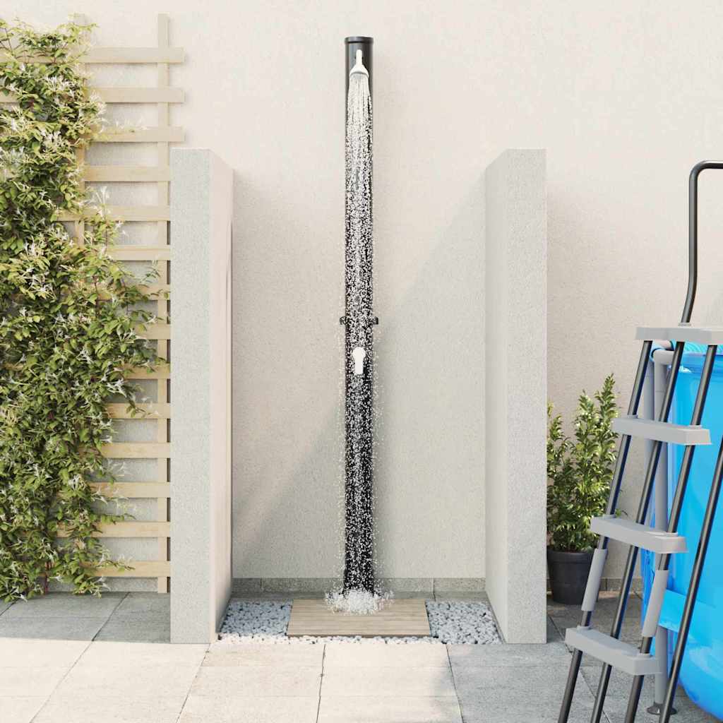 vidaXL Außen Solardusche Schwarz 217 cm PVC und Aluminium