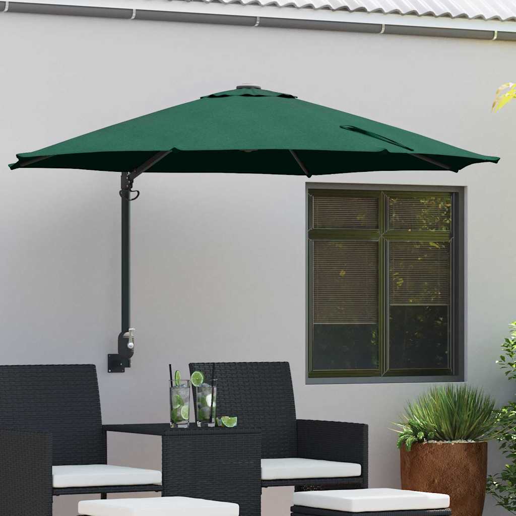 vidaXL Garten-Sonnenschirm Grün 248 x 248 x 148 cm Polyester und Stahl