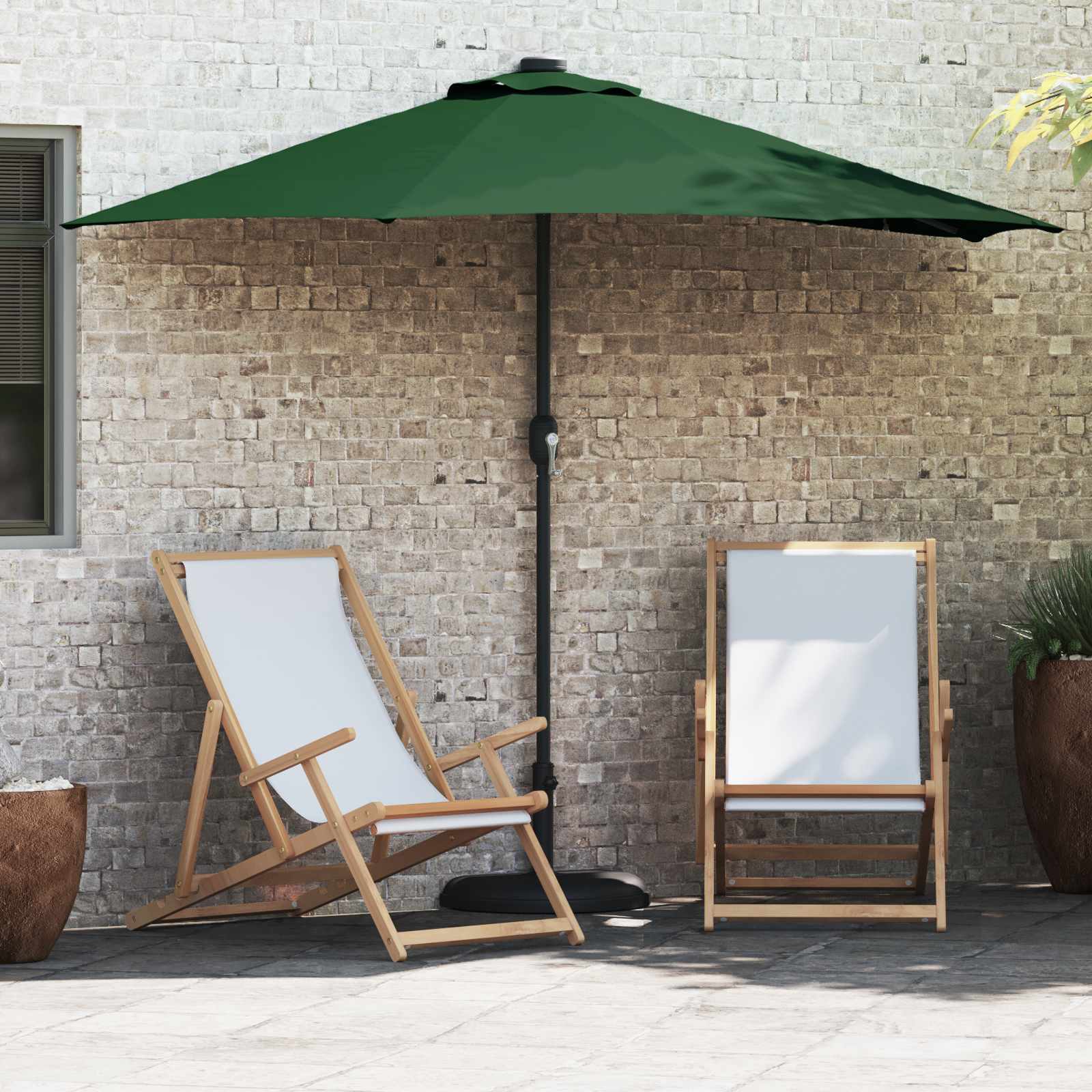 vidaXL Garten-Sonnenschirm Grün 248 x 248 x 148 cm Polyester und Stahl