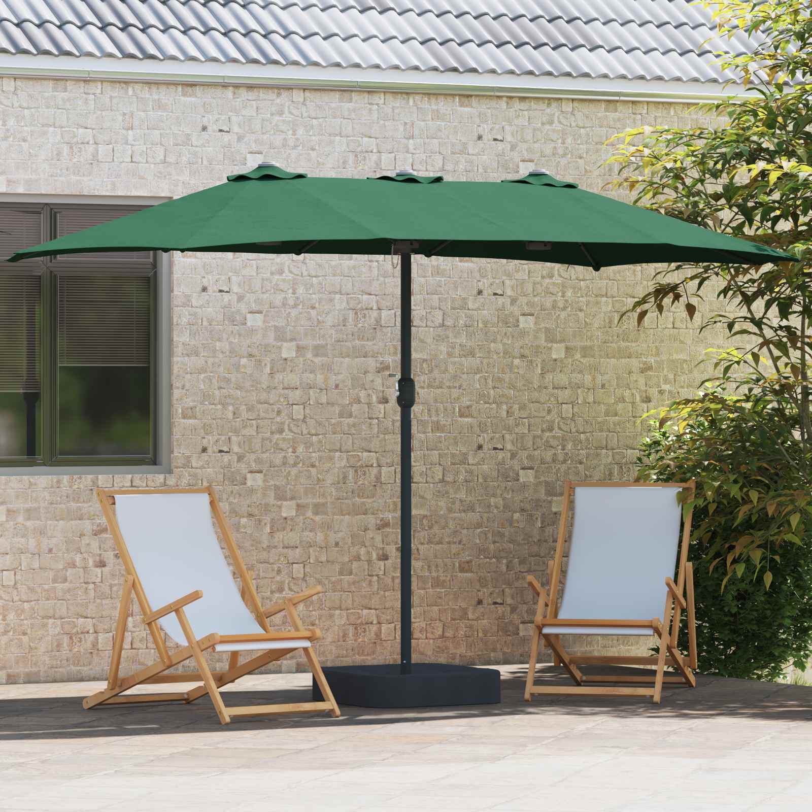 vidaXL Garten-Sonnenschirm Grün 385 x 209 x 244 cm Polyester