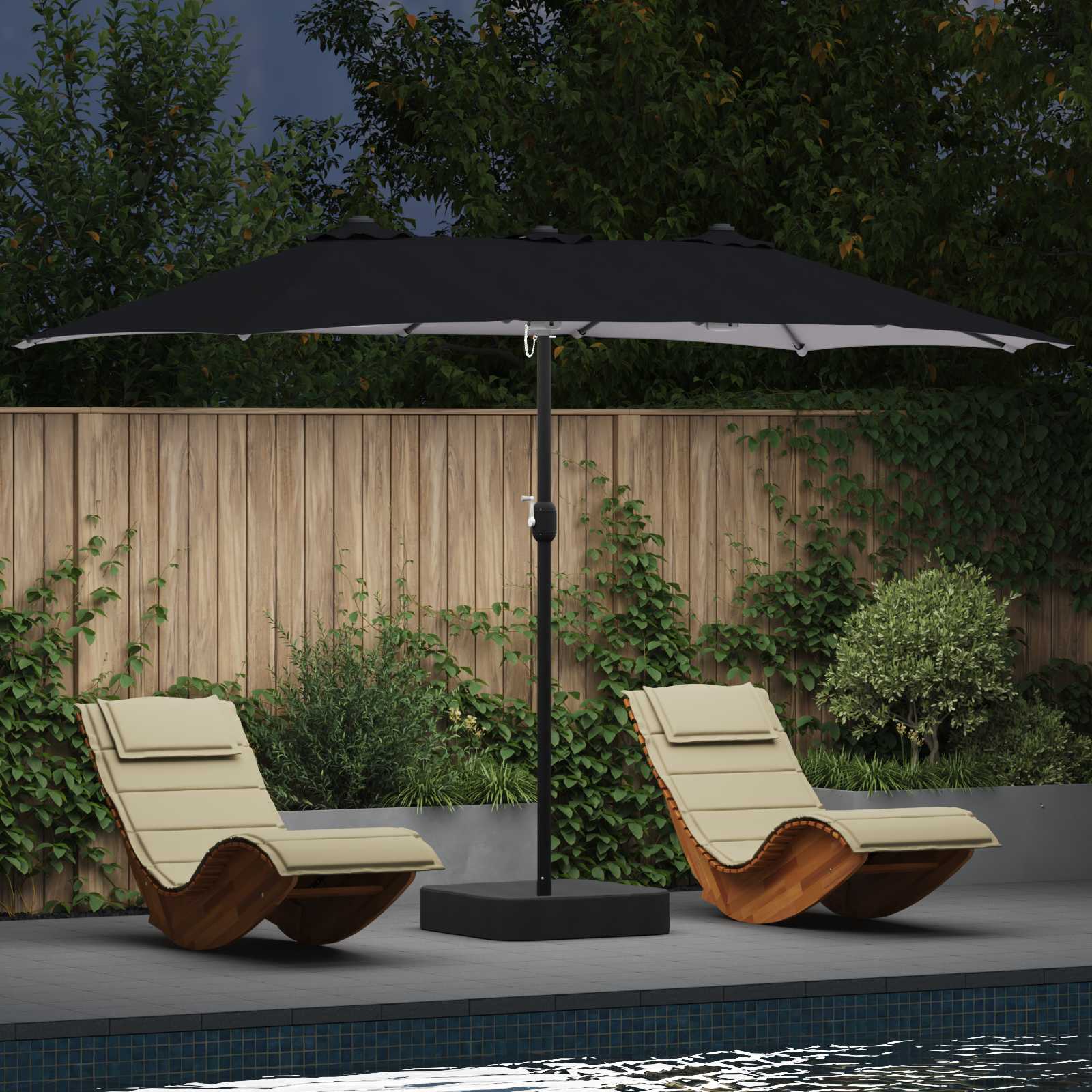 vidaXL Garten-Sonnenschirm Grün 385 x 209 x 244 cm Polyester
