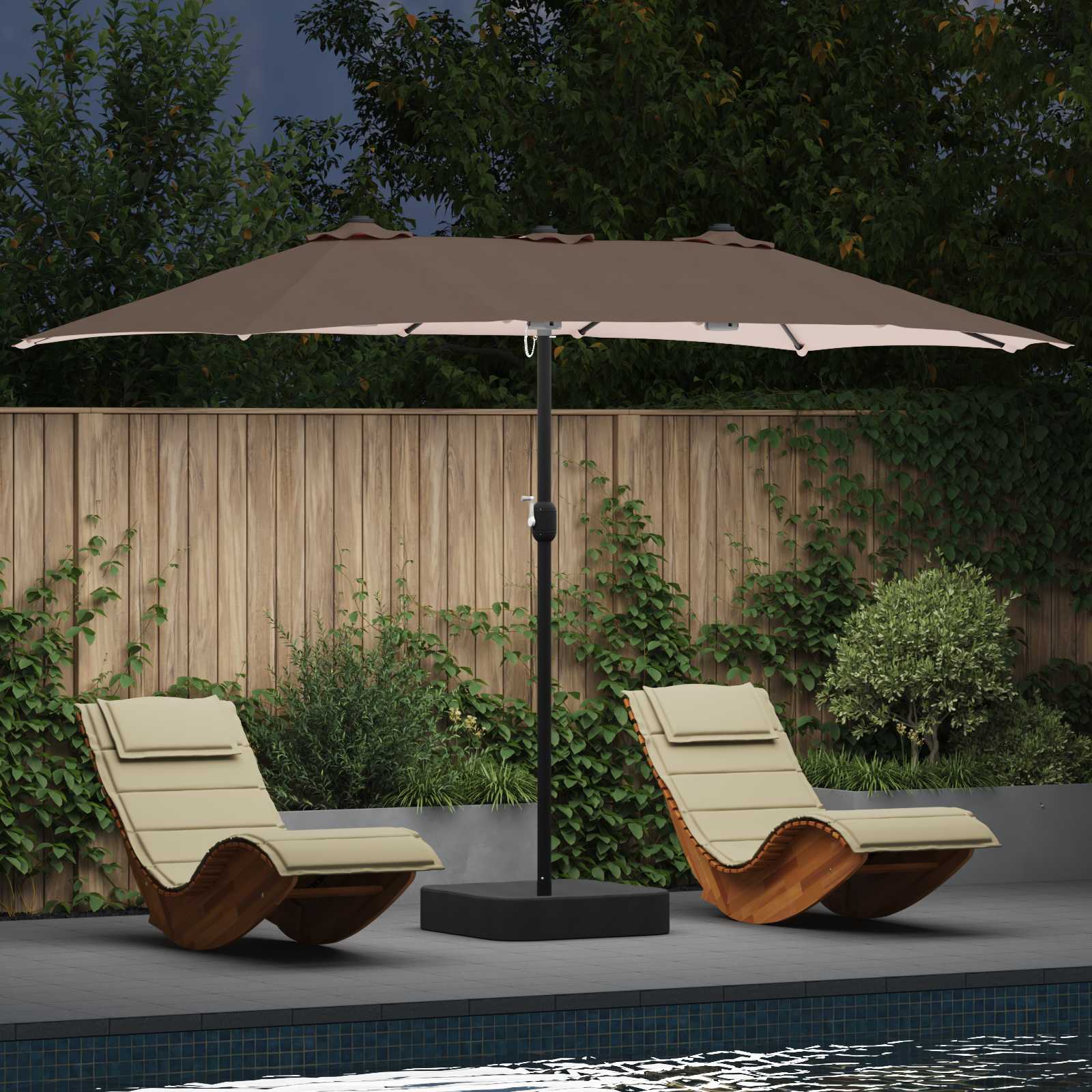 vidaXL Garten-Sonnenschirm Grün 385 x 209 x 244 cm Polyester