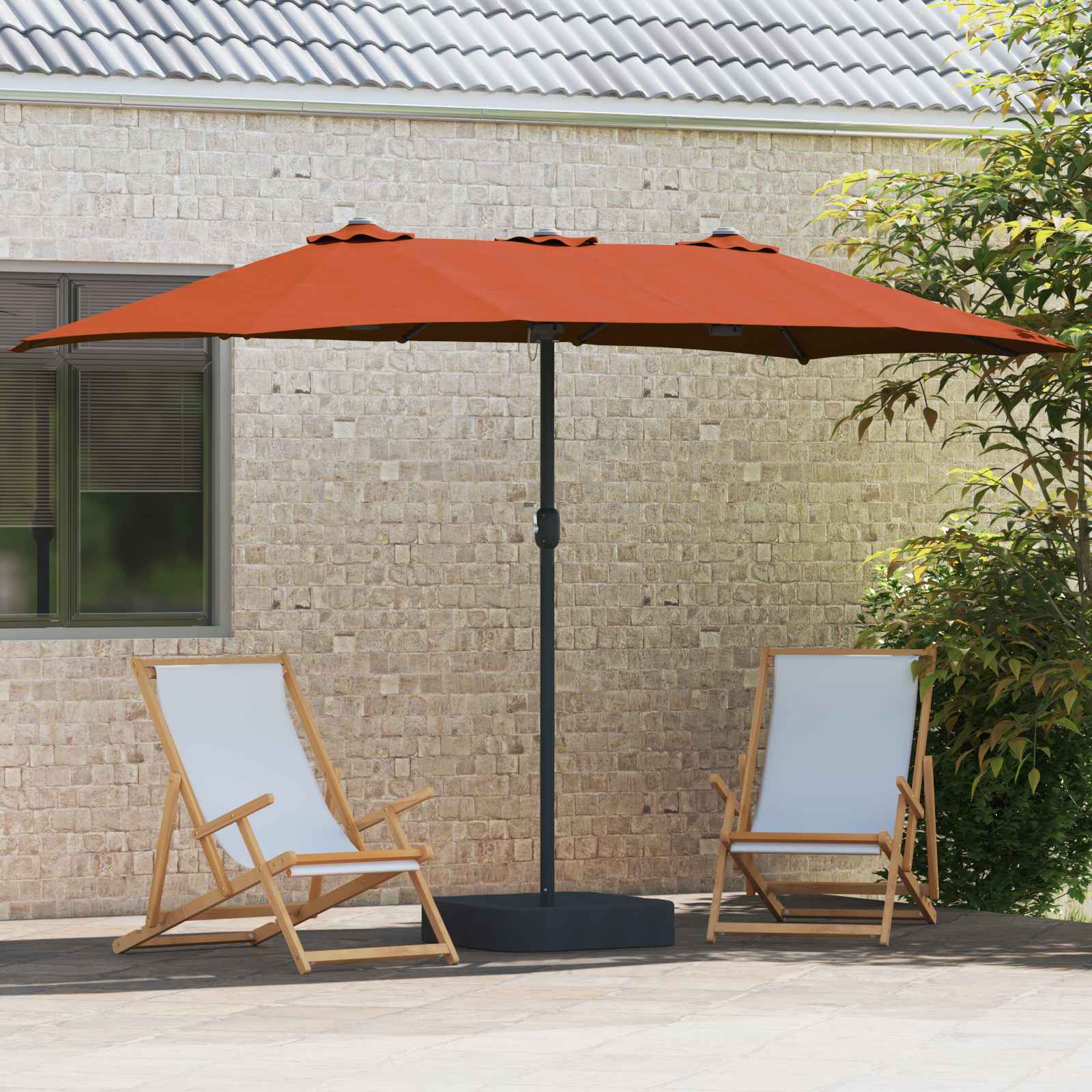 vidaXL Garten-Sonnenschirm Terrakotta 385 x 209 x 244 cm Polyester