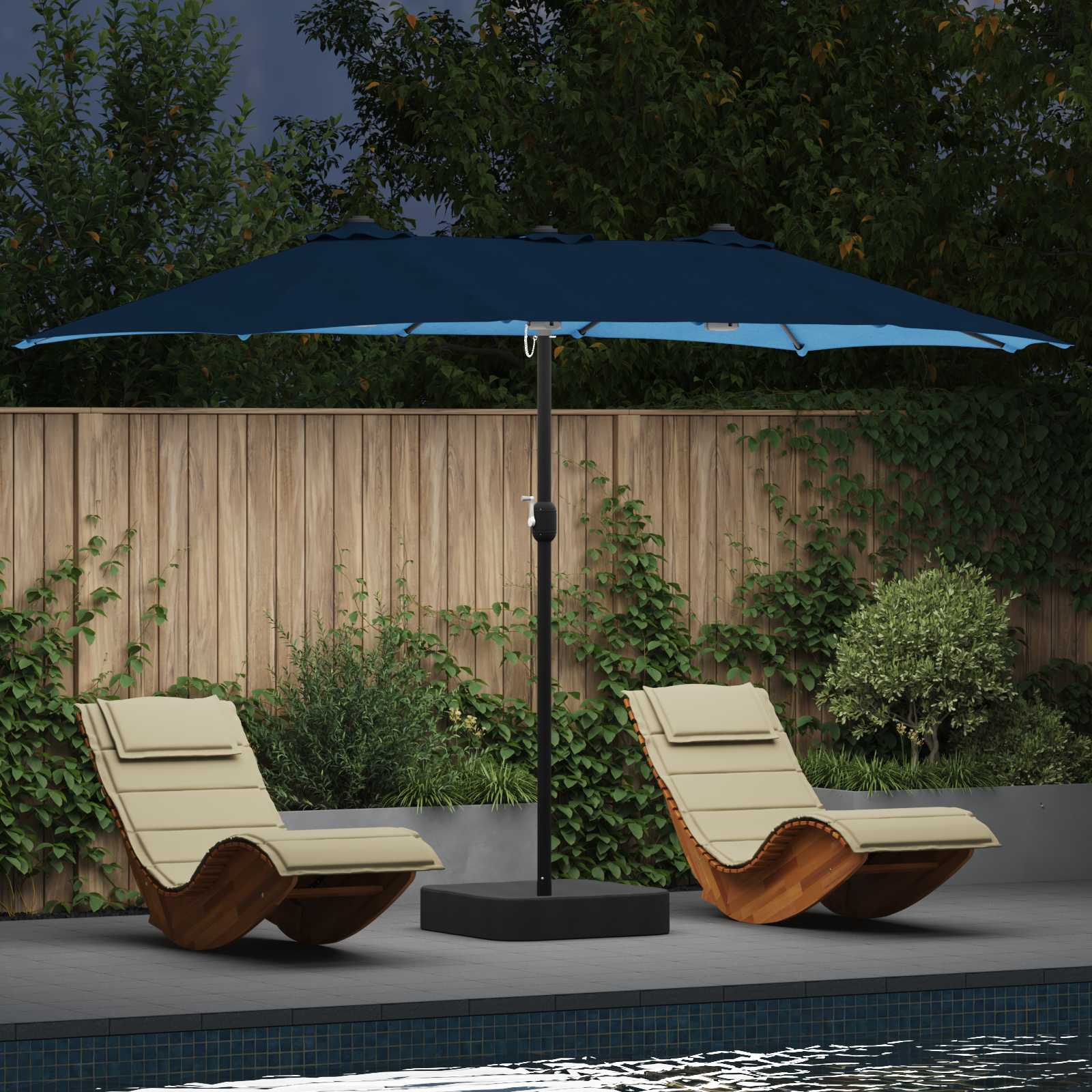 vidaXL Garten-Sonnenschirm Azurblau 385 x 209 x 244 cm Polyester
