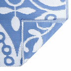 vidaXL Outdoor-Teppich Floral ARAKIL Babyblau und Weiß 400 x 300 cm