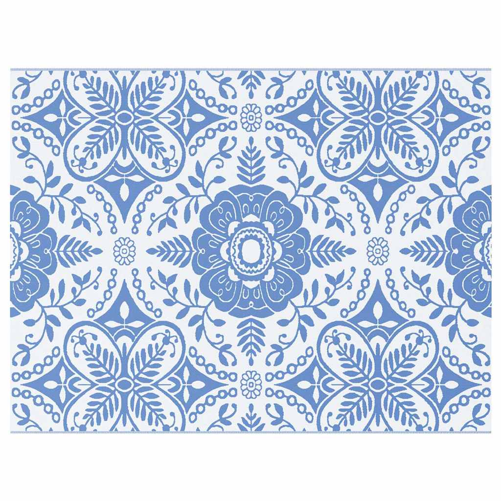 vidaXL Outdoor-Teppich Floral ARAKIL Babyblau und Weiß 400 x 300 cm