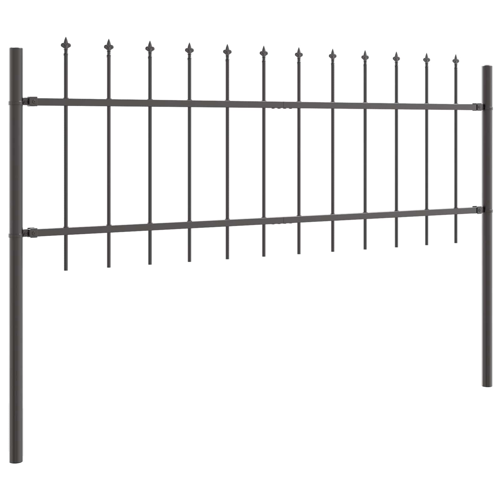 vidaXL Gartenzaun 2 pcs Grau 3,4 x 0,6 m Pulverbeschichteter Stahl