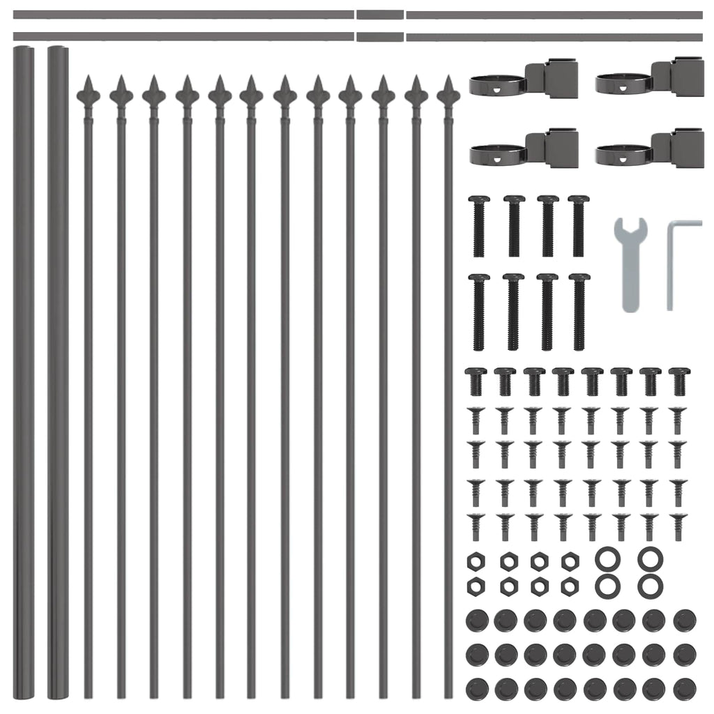 vidaXL Gartenzaun 2 pcs Grau 3,4 x 0,6 m Pulverbeschichteter Stahl