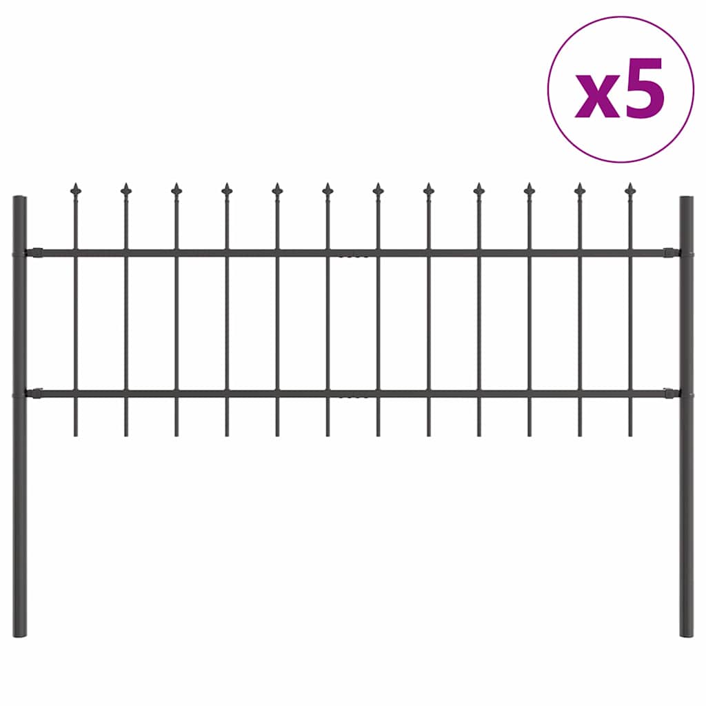 vidaXL Gartenzaun 5 pcs Grau 8,5 x 0,6 m Pulverbeschichteter Stahl