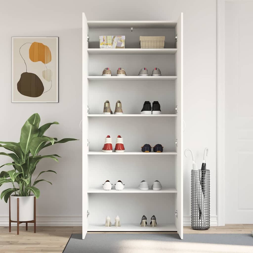 vidaXL Schuhschrank mit Regal Weiß 80 x 35,5 x 180 cm Holzwerkstoff