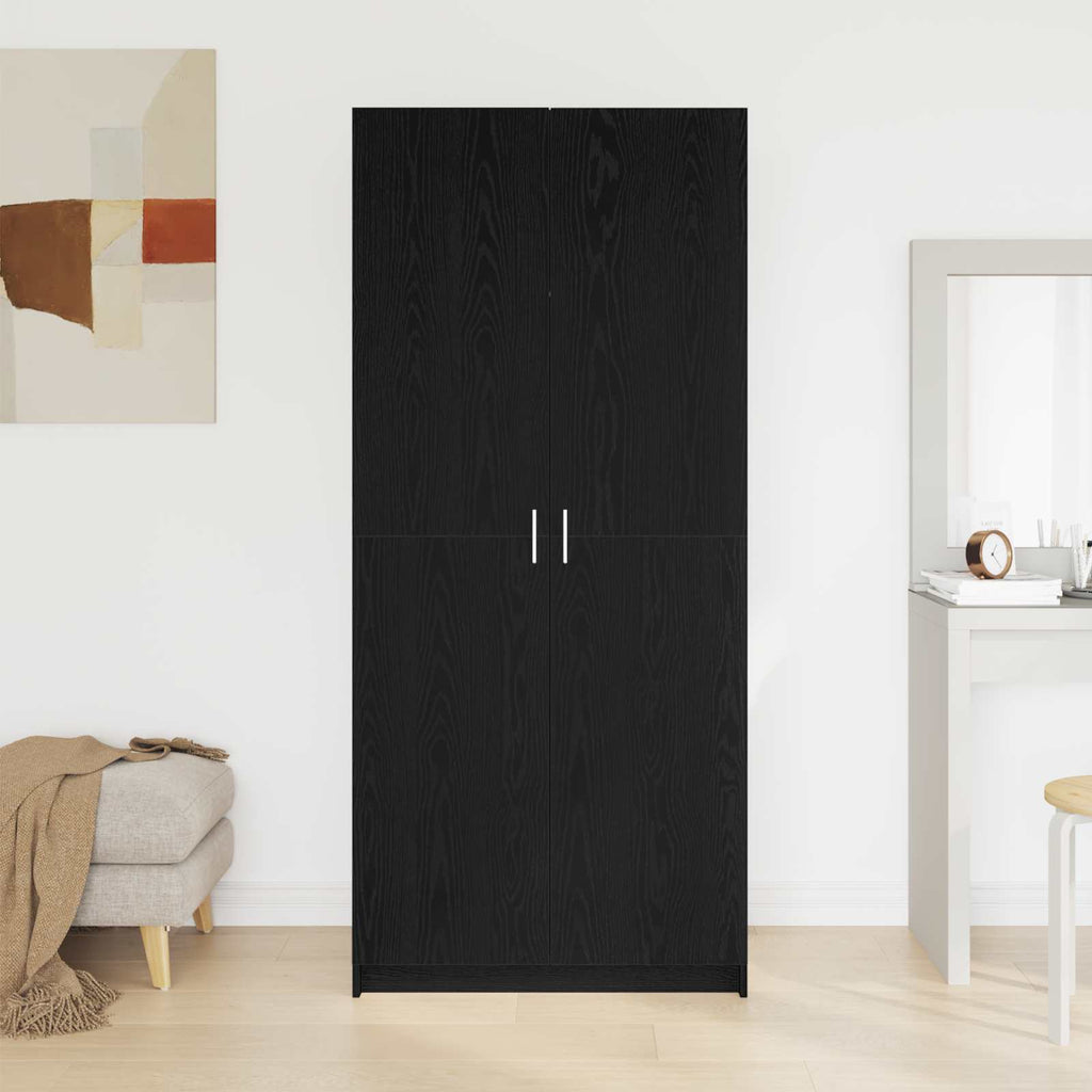 vidaXL Kleiderschrank mit Tür Schwarz Eichen-Optik 80 x 50,5 x 180 cm
