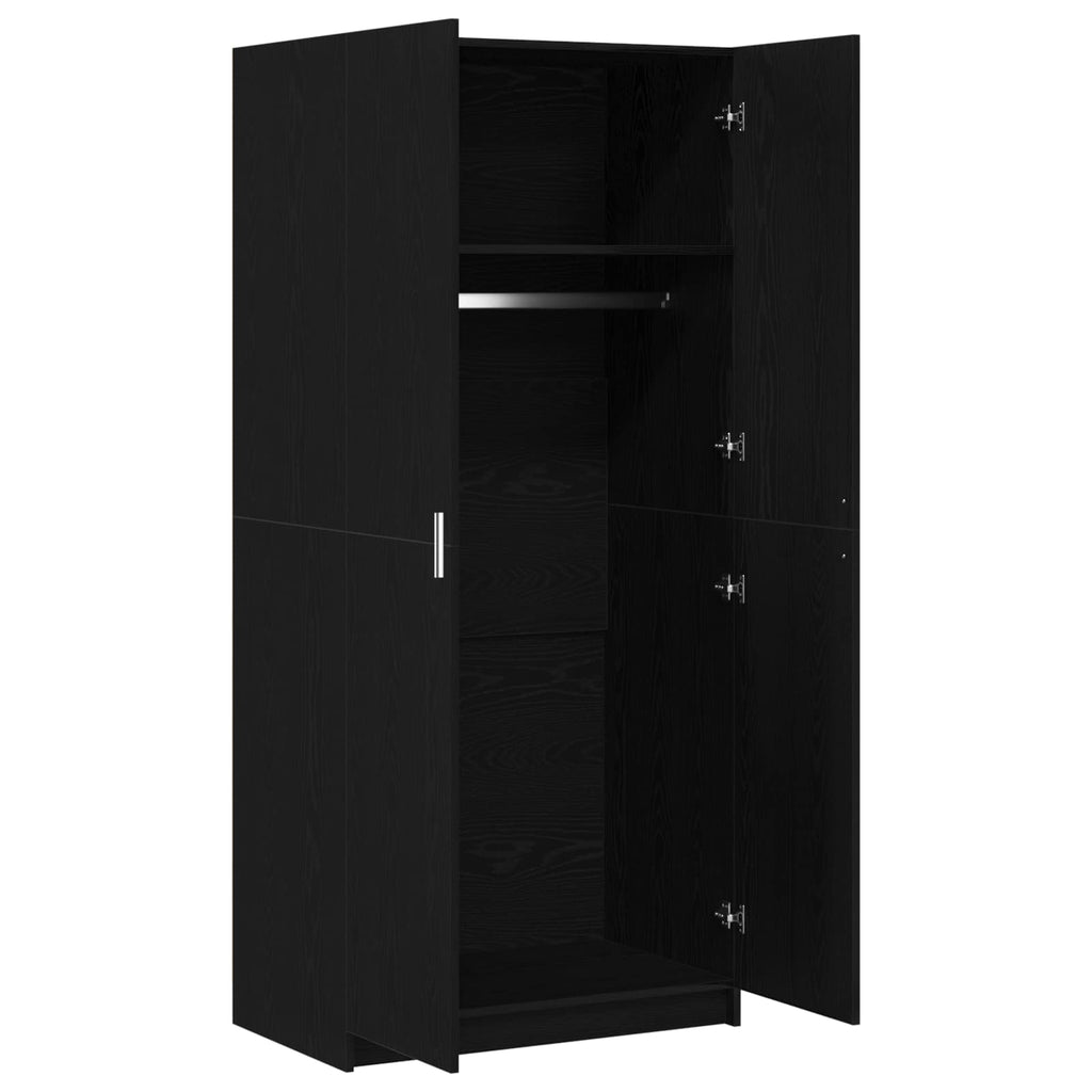 vidaXL Kleiderschrank mit Tür Schwarz Eichen-Optik 80 x 50,5 x 180 cm