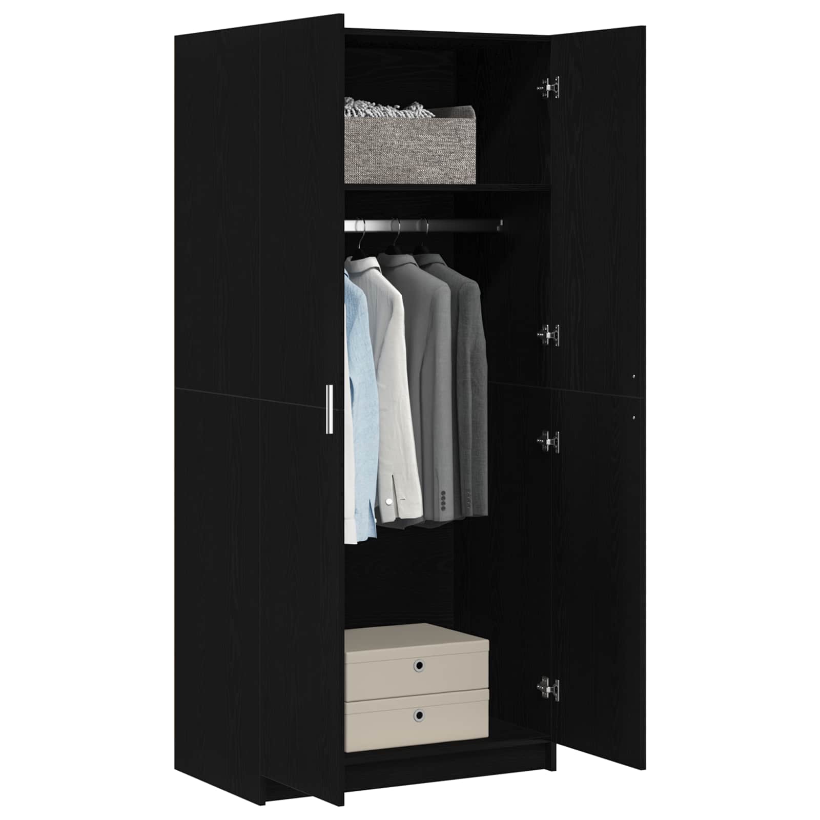 vidaXL Kleiderschrank mit Tür Schwarz Eichen-Optik 80 x 50,5 x 180 cm
