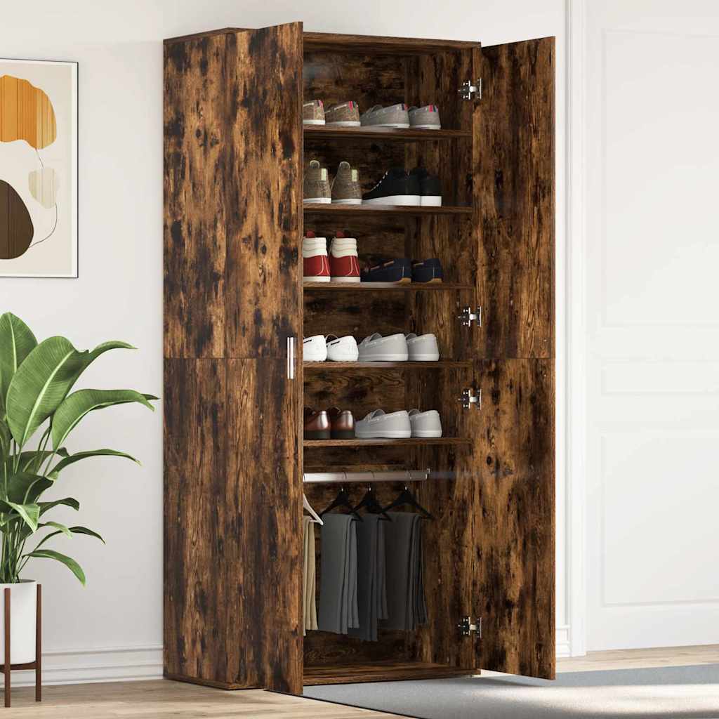 vidaXL Schuhschrank Geräucherte Eiche 80 x 39 x 178 cm Holzwerkstoff